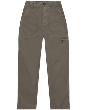 Fortela Jerry Button Cotton Straight Pants - Gray