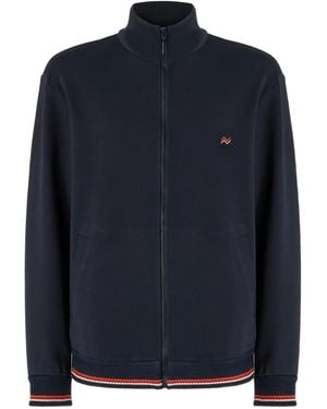 Missoni Zip-Up Logo-Embroidered Sweater - Blue