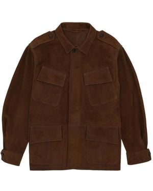 Fortela Four Pocket Calf Suede Jacket - Brown