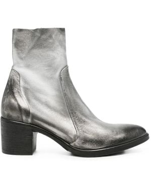 strategia shoes Metallic-Effect Leather Ankle Boots - Grey