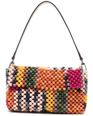 STAUD Timmy Schultertasche Mit Perlen - Weiß