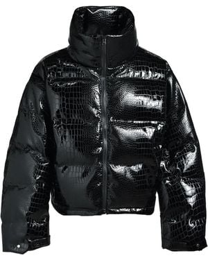 BREATH Croc-Embossed Padded Jacket - Black