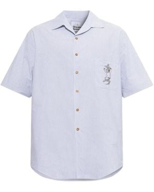 Vivienne Westwood Bowling Striped Embroidered-Logo Shirt - White