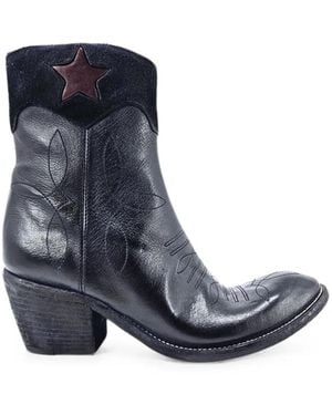 Madison Maison Pointy Star-Patch Embroidered Ankle Boots - Bleu