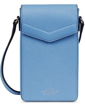 Smythson Envelope Crossbody Phone Case - Blue