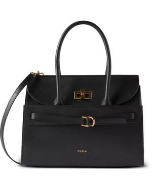 Furla Greta Leather Tote Bag - Black