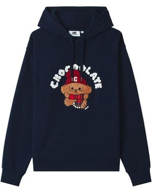 Chocoolate Dog-Patch Drawstring Hoodie - Blue