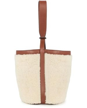Yves Salomon Mini Merino Bucket Bag - White