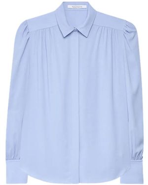 Another Tomorrow Gathered Blouse - Blue