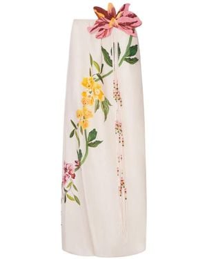FARM Rio Floral-Print Asymmetric Dress - White