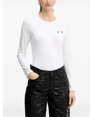 ARMANI EXCHANGE Logo-Print Crew-Neck T-Shirt - White