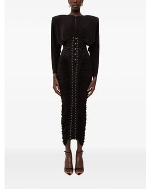 Nissa Lace-Up Ruched Dress - Black