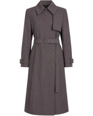 The Sei Belted Double-Breasted Trench Coat - Grey