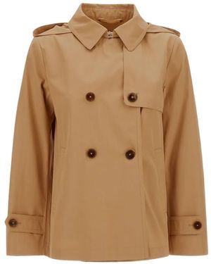Herno Hooded Double-Breasted Peacoat - Brown