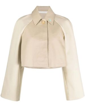 Palm Angels Cropped Trench Coat - Natural