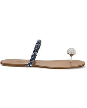 Pedro Garcia Pipa Braided Diamanté Sandals - White