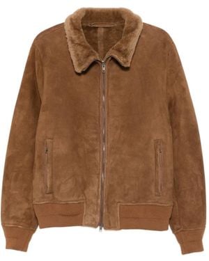 Salvatore Santoro Shearling-Collar Suede Jacket - Brown