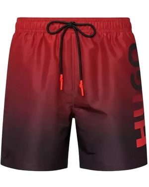 HUGO Gradient Logo-Print Swim Shorts - Red