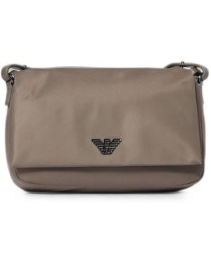 Emporio Armani Logo-Plaque Shoulder Bag - Grey