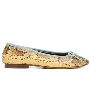 Mansur Gavriel Snakeskin-Effect Ballet Flats - Metallic