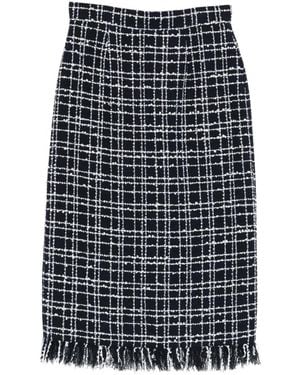 Thelaurent Check-Pattern Midi Skirt - Grey