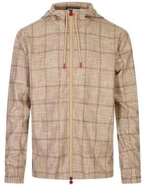 Kiton Check Zip-Up Jacket - Natural