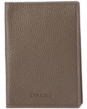 Doucal's Tumbled Leather Passport Holder - Brown