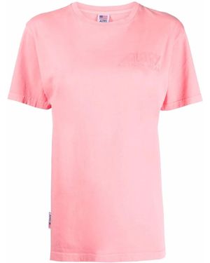 Autry Embossed-Logo Cotton T-Shirt - Pink