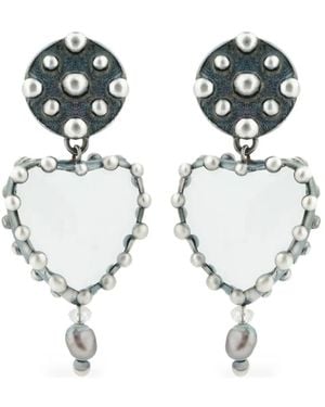 Poison Drop Lab Heart Earrings - Metallic