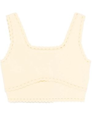 Sandro Scalloped-Trim Crop Top - Natural