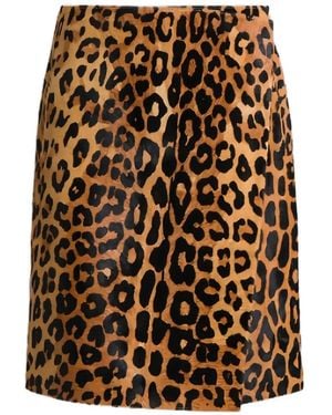 Alberta Ferretti Leopard-Print Belted Skirt - Brown