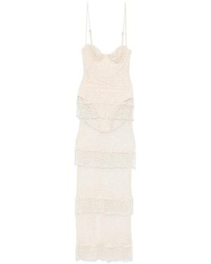 PATBO Beaded Tiered Maxi Dress - White