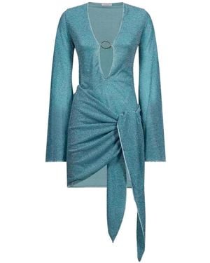 Oséree Lumiére Ring-Detail Knotted Mini Dress - Blue