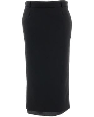 The Attico Pencil Midi Skirt - Black