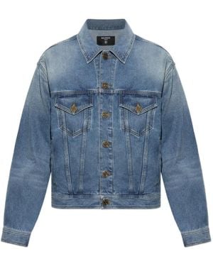 Balmain Chaqueta Con Logo En Relieve - Azul