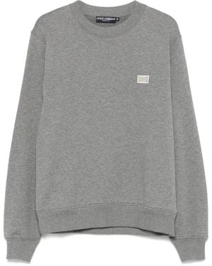 Dolce & Gabbana Logo-Plaque Cotton Sweatshirt - Grey
