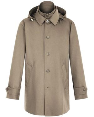 Fursac Hooded Button-Fastening Parka - Natural