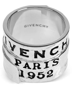 Givenchy Hammered Logo Ring - Gray