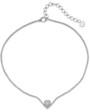 SHAY 18Kt Floating Heart Diamond Necklace - Metallic