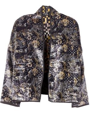 Yavi Samtjacke mit Print - Grau