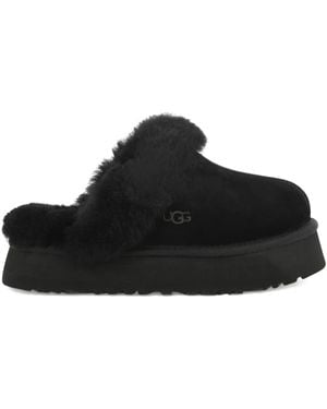UGG Chaussons Disquette En Fourrure Artificielle - Noir