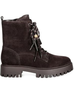 Guess Fizzle Lace-Up Suede Boots - Brown