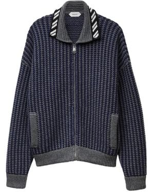 Versace Gestrickter Intarsien-Cardigan - Blau