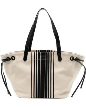 Tom Ford Striped Jacquard Tote Bag - Natural