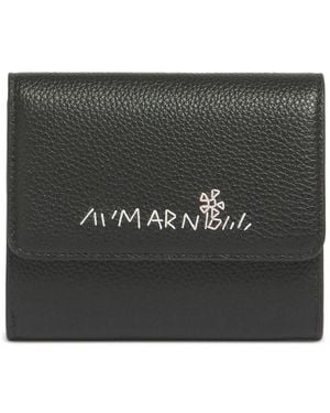 Marni Snap-Button Leather Wallet - Black
