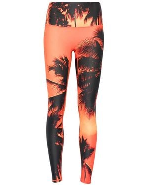 BLUE SKY INN Palm-Print Performance Leggings - Red