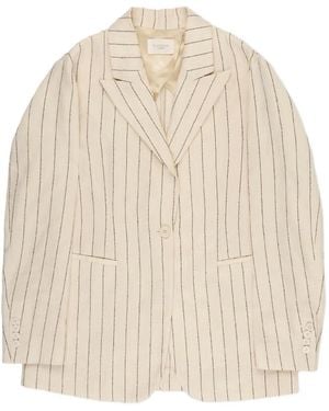 Slowear Pinstripe-Pattern Notched-Lapels Blazer - Natural