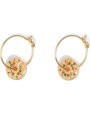 Bimba Y Lola Pendientes De Aro Medianos Con Logo Y Cristales - Metálico