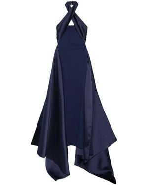 Solace London Rumi Halterneck Maxi Dress - Blue
