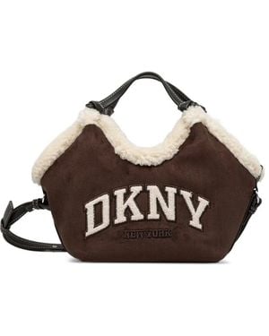 DKNY Small Paula Logo-Patch Tote Bag - Brown